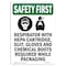 Signmission OSHA Sign, Respirator W/ Hepa W/ Symbol, 10in X 7in Rigid Plastic, 7" W, 10" H, Portrait OS-SF-P-710-V-11237 - alternate 1